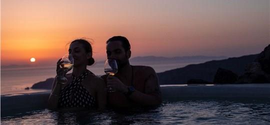 Photo of Luxurious Volcanic Hot Tub Experience Overlooking Santorini's Caldera