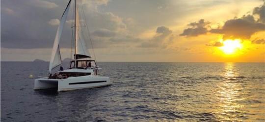 Photo of Sailing Catamaran Cruise in Santorini with buffet meal and drinks